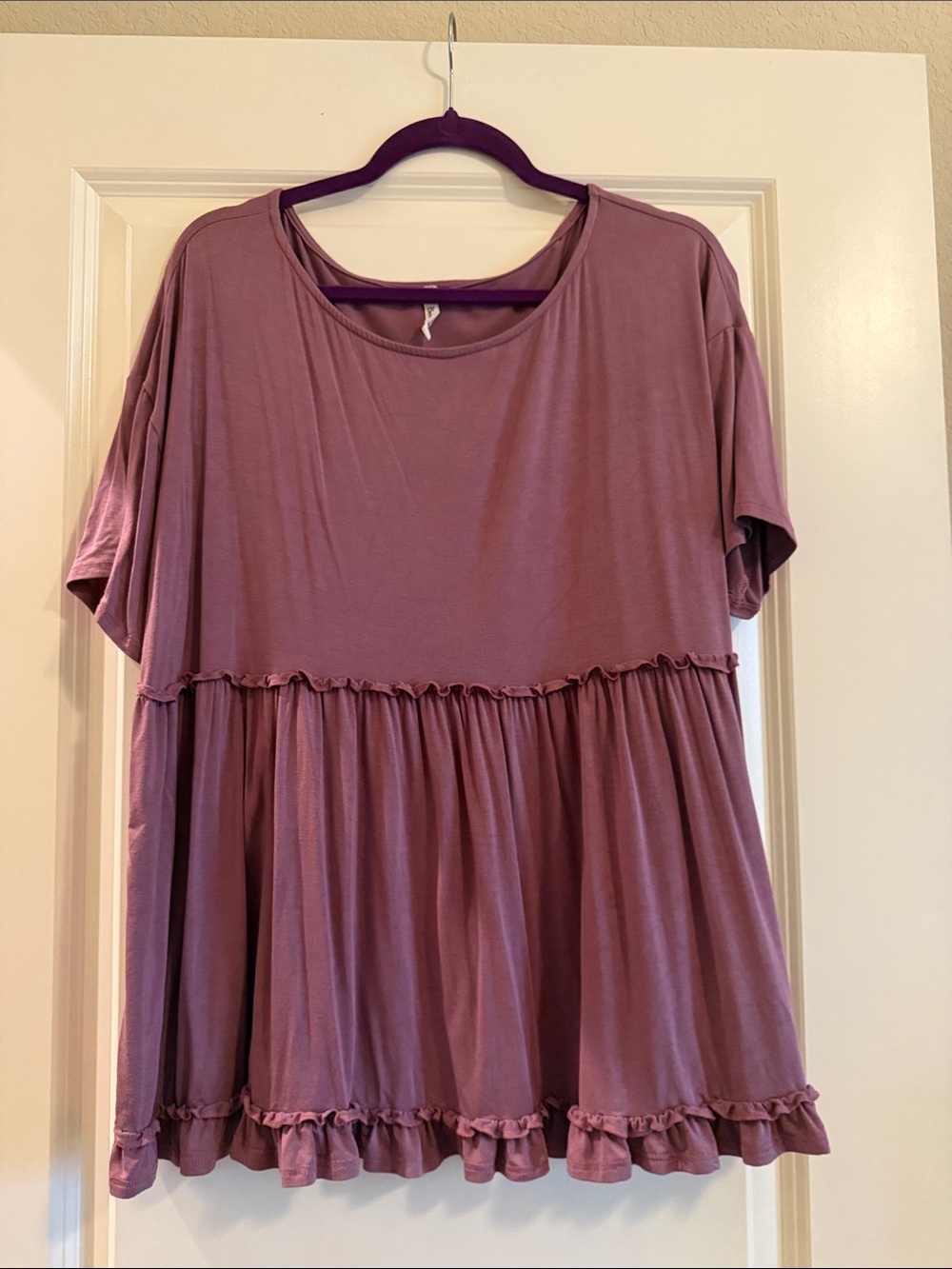 Beeson River Mauve Peplum Short Sleeve Tunic